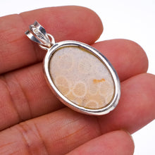 StarGems® Natural Fossil Coral Punk Style 925 Sterling Silver Pendant 1 1/2" S1105