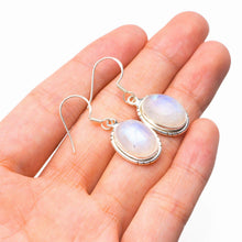 StarGems  Natural Rainbow Moonstone Handmade 925 Sterling Silver Earrings 1.5" D7378