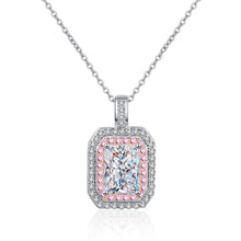 StarGems  Double-Layer Pink Radiant Cut 1ct Moissanite 925 Silver Platinum Plated Necklace 40+5cm NX094