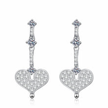 StarGems® Sweet Heart-Shape 0.7cttw Moissanite 925 Silver Platinum Plated Stud Earrings EX004