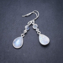 StarGems  Natural Rainbow Moonstone Handmade Unique 925 Sterling Silver Earrings 1.75" Y3032