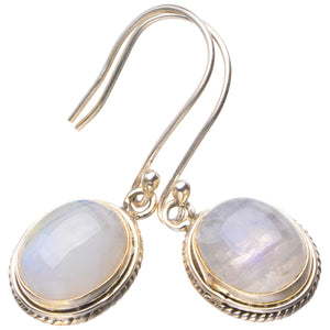 StarGems® Natural Rainbow Moonstone Handmade 925 Sterling Silver Earrings 1.5" D6522