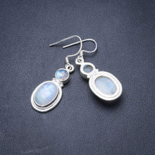 StarGems  Natural Rainbow Moonstone Handmade Unique 925 Sterling Silver Earrings 1.5" Y3844