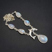 StarGems  Natural Rainbow Moonstone Handmade Unique 925 Sterling Silver Necklace 16.25+1.25" A3132