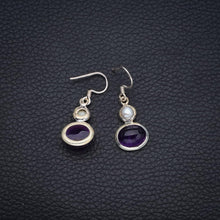 StarGems  Natural Amethyst and River Pearl Handmade Mexican 925 Sterling Silver Earrings 1 1/4" S1596