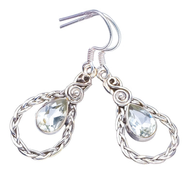 StarGems  Natural Green Amethyst Handmade Boho 925 Sterling Silver Earrings 1 1/2