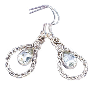 StarGems  Natural Green Amethyst Handmade Boho 925 Sterling Silver Earrings 1 1/2" S1524