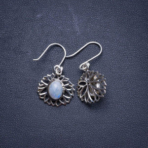 StarGems  Natural Rainbow Moonstone Handmade Unique 925 Sterling Silver Earrings 1.25" X4147