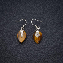 StarGems  Natural Tiger Eye Handmade Unique 925 Sterling Silver Earrings 1 1/4" S1668