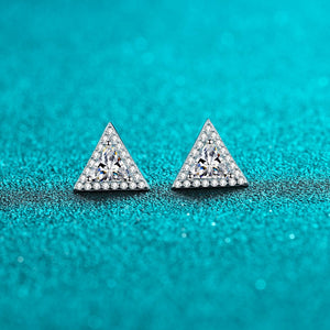 StarGems® Triangle 0.5ct×2 Moissanite 925 Silver Platinum Plated Stud Earrings EX019