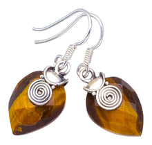 StarGems  Natural Tiger Eye Handmade Unique 925 Sterling Silver Earrings 1 1/4" S1668