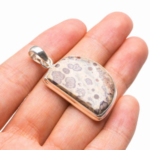 StarGems  Natural Leopard Skin Jasper Handmade 925 Sterling Silver Pendant 1.75" D1952