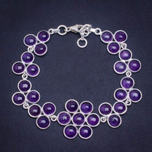 StarGems® Natural Amethyst Handmade Unique 925 Sterling Silver Bracelet 7.75-8.5" A2958