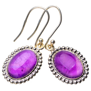 StarGems® Natural Amethyst Handmade 925 Sterling Silver Earrings 1.5" D6805