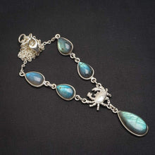 StarGems  Natural Blue Fire Labradorite Handmade Unique 925 Sterling Silver Necklace 16.25+1.25" A3150