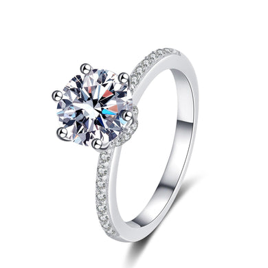 StarGems® Six Prong 2ct Moissanite 925 Silver Platinum Plated Ring RX065