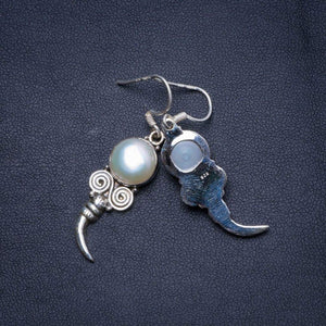 StarGems® Natural River Pearl Handmade Unique 925 Sterling Silver Earrings 1.75" X4995