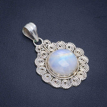 StarGems  Natural Rainbow Moonstone Handmade Unique 925 Sterling Silver Pendant 1.5" B3684