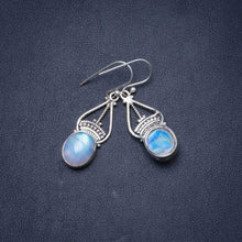 StarGems® Natural Rainbow Moonstone Handmade Unique 925 Sterling Silver Earrings 1.5" Y1403