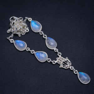 StarGems  Natural Rainbow Moonstone Handmade Unique Handmade Necklace 17.25" A3222