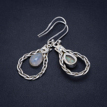 StarGems  Natural Rainbow Moonstone Handmade Unique 925 Sterling Silver Earrings 1.75" A2744