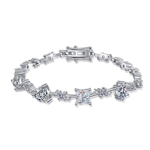StarGems® Princess Cut Cute And Sweet 6.07cttw Moissanite 925 Sterling Silver Platinum Plated Bracelet For Women 15.5cm  BX025