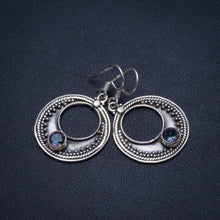 StarGems® Natural Mystical Topaz Handmade Boho Half-Moon Shape 925 Sterling Silver Earrings 1 1/2" T4239