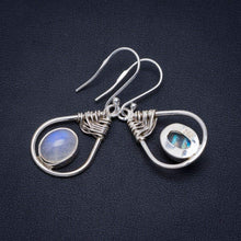 StarGems  Natural Rainbow Moonstone Handmade Unique 925 Sterling Silver Earrings 1.5" A2743