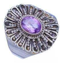 StarGems  Natural Amethyst Handmade Boho 925 Sterling Silver Ring, Size 9 S3018