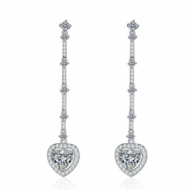 StarGems® Heart-Shape Sweet 1ct×2 Moissanite 925 Silver Platinum Plated Stud Earrings EX003