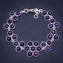 StarGems  Natural Amethyst Handmade Unique 925 Sterling Silver Bracelet 7.75-8.5" A2963