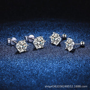 StarGems 0.5ct Moissanite 925 Silver Platinum Plated Six-Prong Classical Stud B4681