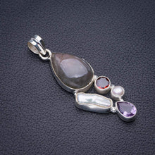 StarGems  Natural Blue Fire Labradorite,Biwa Pearl,Garnet And Amethyst Handmade 925 Sterling Silver Pendant 2.25" D5652