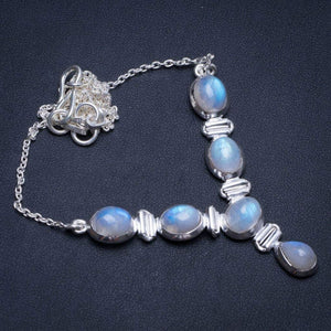 StarGems  Natural Rainbow Moonstone Handmade 925 Sterling Silver Y Necklace 18.75" T8557