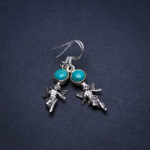 StarGems® Natural Turquoise Handmade Unique Angle Shape 925 Sterling Silver Earrings 1 1/2" T4873