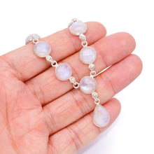 StarGems® Natural Rainbow Moonstone Handmade Boho 925 Sterling Silver Y-Shaped Necklace 18.5" S3379