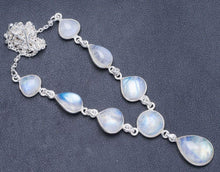 StarGems  Natural Rainbow Moonstone Handmade Unique 925 Sterling Silver Necklace 17.75+0.5" Y5463