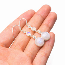 StarGems  Natural Rainbow Moonstone Handmade 925 Sterling Silver Earrings 1.75" D7284