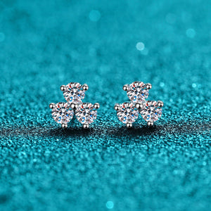 StarGems® Clover Petals 0.3ct×2 Moissanite 925 Silver Platinum Plated Stud Earrings EX041