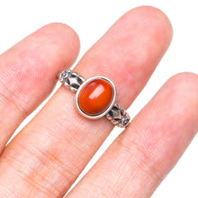 StarGems  Natural Nanjiang Red Agate Opening Concise Handmade 925 Sterling Silver Ring 7 D1022