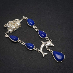 StarGems  Natural Lapis Lazuli Handmade Unique 925 Sterling Silver Necklace 16.5+1.5" A3177