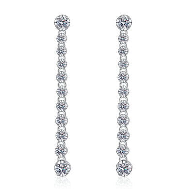 StarGems® Elegant Tassel 1.18cttw Moissanite 925 Silver Platinum Plated Stud Earrings EX042