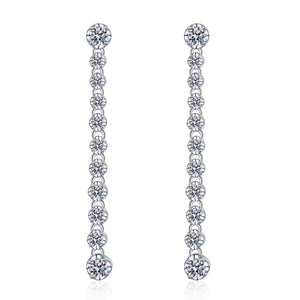 StarGems® Elegant Tassel 1.18cttw Moissanite 925 Silver Platinum Plated Stud Earrings EX042