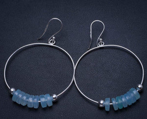 StarGems® Natural Chalcedony Handmade Unique Big Cicle Shape 925 Sterling Silver Earrings 2 1/4" T4038