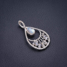 StarGems  Natural Rainbow Moonstone Handmade 925 Sterling Silver Pendant 1.75" D2117