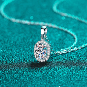 StarGems® Pigeon Egg Four Prong 1ct Moissanite 925 Silver Platinum Plated Necklace 40+5cm NX103