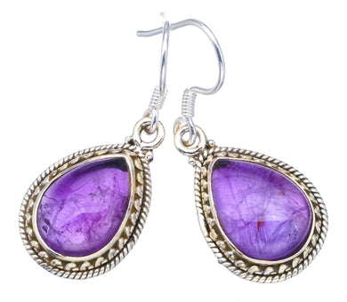 StarGems  Natural Amethyst Handmade Mexican 925 Sterling Silver Earrings 1 1/4