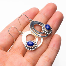 StarGems  Natural Lapis Lazuli Handmade 925 Sterling Silver Earrings 1.75" D6787