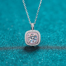 StarGems  Double-Layer Pink Square 1ct Moissanite 925 Silver Platinum Plated Necklace 40+5cm NX120