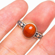 StarGems  Natural Nanjiang Red Agate Opening Concise Handmade 925 Sterling Silver Ring 6.75 D1016